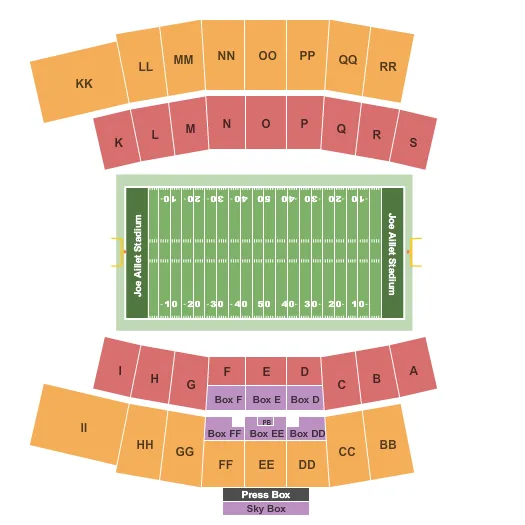 seating chart for Joe Aillet Stadium - Football - eventticketscenter.com